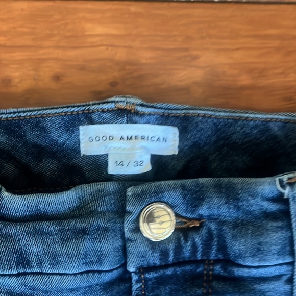 Good American Good Legs Cropped Skinny Jeans Blue Stretch High Rise Size 14 - Picture 7 of 8